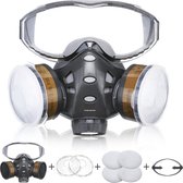 Masque respiratoire NASUM 8200 - réutilisable - avec filtre et lunettes - protection contre la poussière, protection contre les gaz - pour peindre, travailler, bricoler, meuler
