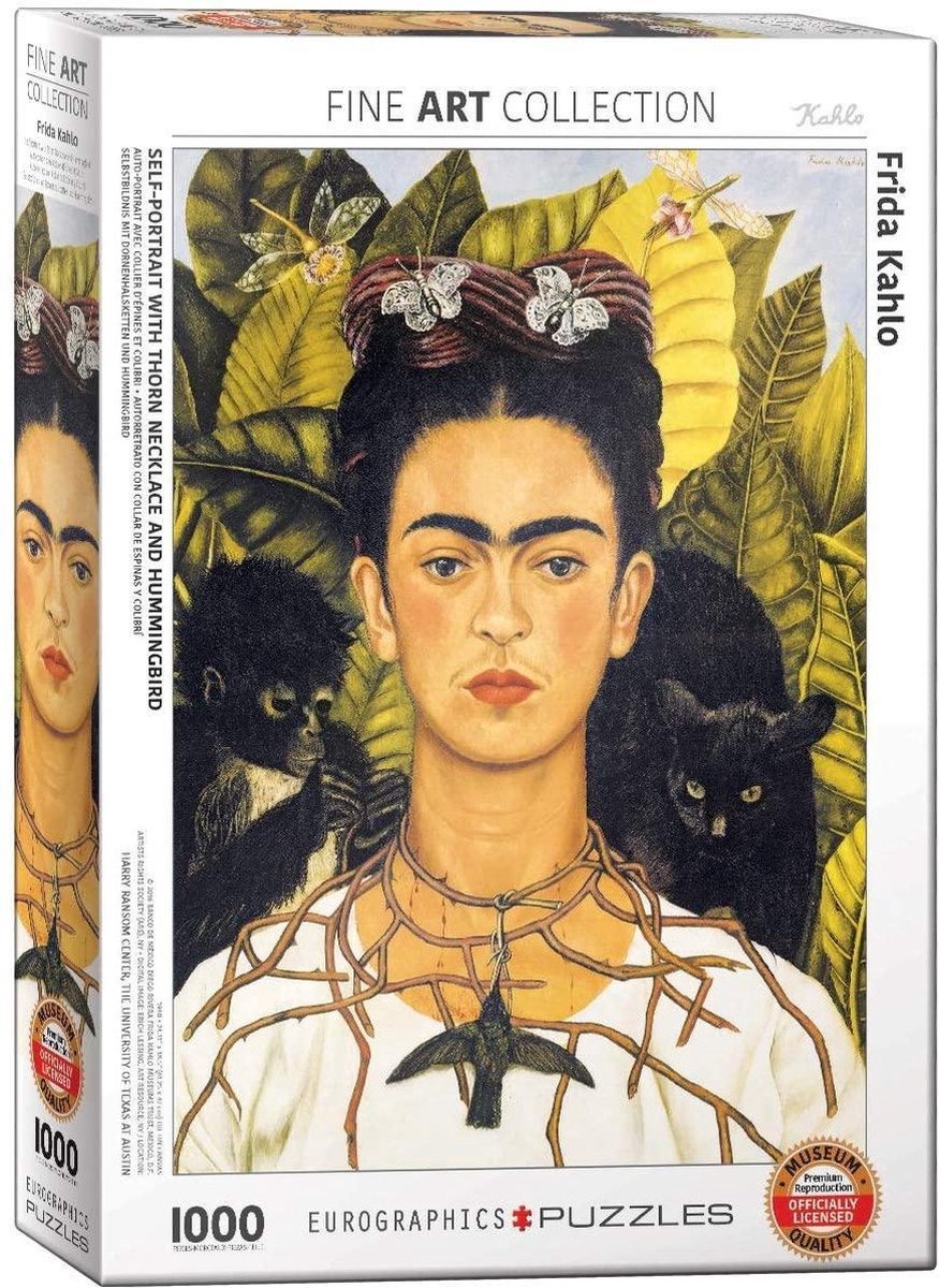 Eurographics - Zelfportret met Doornenketting [Autorretrato con collar de espinas] - Frida Kahlo - 1000 stukjes 48×68cm (b×h) - Fine Art Legpuzzel