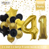 Cijfer Ballon 41 Jaar Black & Gold Boeket * Hoera 41 Jaar Verjaardag Decoratie Set van 15 Ballonnen * 80 cm Verjaardag Nummer Ballon * Snoes * Verjaardag Versiering * Kinderfeestje