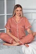 Seamlife Homewear - Dames Pyjama Set - BIO- Kort - Terracotta - (S)