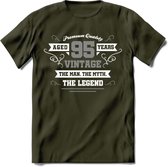 95 Jaar Legend T-Shirt | Zilver - Wit | Grappig Verjaardag en Feest Cadeau | Dames - Heren - Unisex | Kleding Kado | - Leger Groen - XL