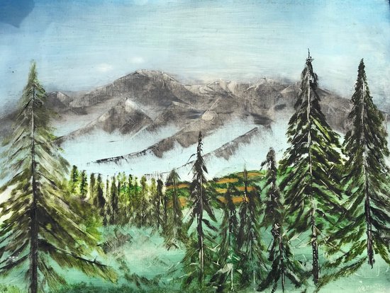 Mountains – oil on paper - 48x36cm