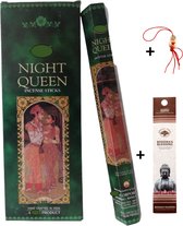 Doos met 120 stokjes - Wierook - Wierookstokjes - Incense sticks - Nightqueen + 5 mini wierookstokjes + Gelukspoppetje