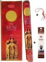 2 Kokers - Wierook - Wierookstokjes - Wierooksticks - Incense sticks - The Sun - Zon - 40 stokjes + 5 mini wierookstokjes + Gelukspoppetje