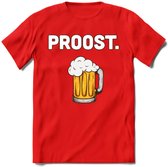 Proost T-Shirt | Bier Kleding | Feest | Drank | Grappig Verjaardag Cadeau | - Rood - L