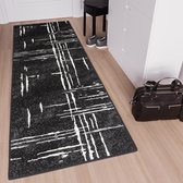 Tapiso Laila Tapijt Loper Zwart Wit Modern Gang Woonkamer Vloerkleed Maat- 100x400