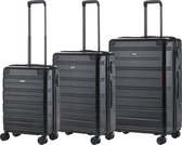 TravelZ Impact Kofferset 3 delig -Koffers met TSA-slot - Dubbele Wielen - Zwart