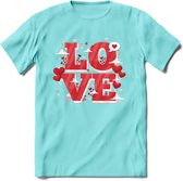 Love - Valentijn T-Shirt | Grappig Valentijnsdag Cadeautje voor Hem en Haar | Dames - Heren - Unisex | Kleding Cadeau | - Licht Blauw - XXL