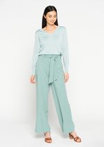 LOLALIZA Trui met V-hals - Turquoise - Maat XL