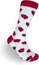 JustSockIt Hartjes sokken - Sokken - Liefdes sokken - Valentijn sokken - Vrolijke sokken - Hartjes - Valentijn cadeau
