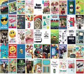 50 Luxe Wenskaarten - Happy Birthday Assorti - Verjaardag / Felicitatie - 12x17cm - Gevouwen kaarten met enveloppen
