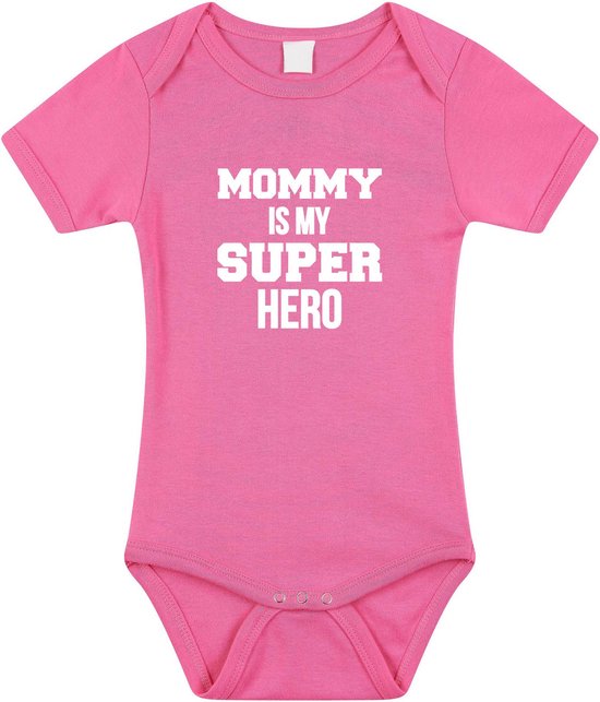 Foto: Mommy super hero cadeau romper roze voor babys meisjes moederdag mama kado geboorte kraamcadeau cadeau voor aanstaande moeder 56