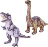 Speelgoed set van 2x pluche dino knuffels T-Rex en Apatosaurus van ongeveer 30 cm