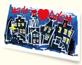 WE LOVE AMSTERDAM - wenskaart/verjaardagskaart/feestkaart - 4 stuks - inclusief enveloppen