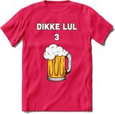 Dikke Lul 3 Bier T-Shirt | Bier Kleding | Feest | Drank | Grappig Verjaardag Cadeau | - Roze - S