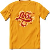 Love - Valentijn T-Shirt | Grappig Valentijnsdag Cadeautje voor Hem en Haar | Dames - Heren - Unisex | Kleding Cadeau | - Geel - XL