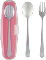 Innobaby - RVS lepel en vork (inclusief case) - Roze