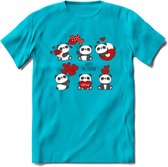 Liefdes Panda's - Valentijn T-Shirt | Grappig Valentijnsdag Cadeautje voor Hem en Haar | Dames - Heren - Unisex | Kleding Cadeau | - Blauw - XXL