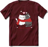 Sweet Time - Valentijn T-Shirt | Grappig Valentijnsdag Cadeautje voor Hem en Haar | Dames - Heren - Unisex | Kleding Cadeau | - Burgundy - XL