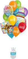 Helium-Happy Birthday Ballonnen met Lint-verjaardag-18delig
