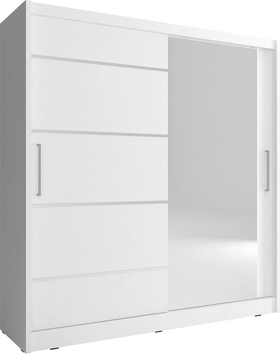 InspireMe-Kledingkast schuifdeurkast met spiegel 2-deurs kledingkast met  planken en... | bol.com
