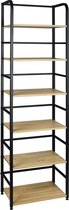 Kamyra® Ladderkast met 7 Lagen - Boekenkast, Open Kast, Wandkast, Ladderrek - 50x30x176 cm - MDF & Metaal - Eiken