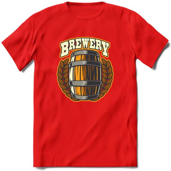 Beer Barrel T-Shirt | Bier Kleding | Feest | Drank | Grappig Verjaardag Cadeau | - Rood - L