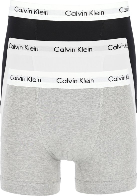 Calvin Klein Boxershorts Cotton Stretch - Heren - 3-pack - Grijs/Zwart/Wit - Maat M