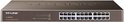 Gedetailleerde voorkant van een zwarte TP-Link TL-SG1024 24-poorts Gigabit Switch.