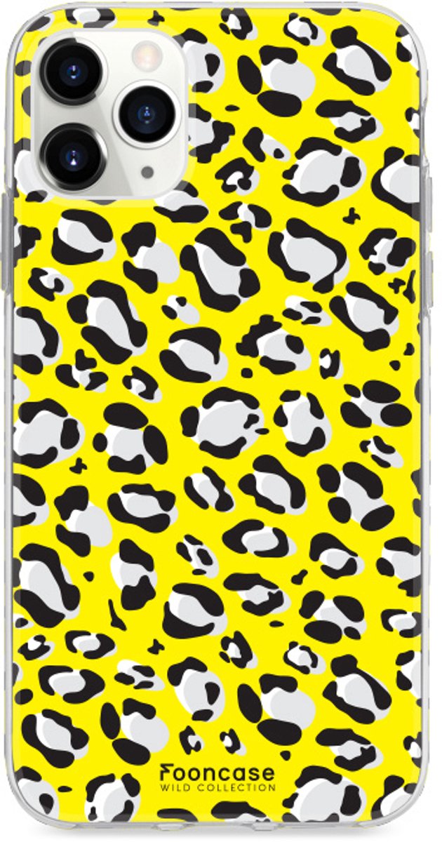 Fooncase Hoesje Geschikt voor iPhone 11 Pro - Shockproof Case - Back Cover / Soft Case - Luipaard / Leopard print / Geel