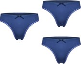 Dames string 3 pack effen kleur XL 40-42 donkerblauw