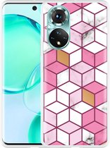 Honor 50 Hoesje Pink-gold-white Marble - Designed by Cazy
