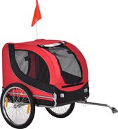 PawHut Hondenaanhanger fietskar hondenfietskar rood/zwart B4-0003-007n
