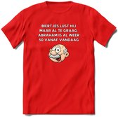 Biertjes lust hij maar al te graag T-Shirt | Grappig Abraham 50 Jaar Verjaardag Kleding Cadeau | Dames – Heren - Rood - L