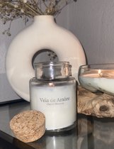 Kaars XL in glazen pot - wit- 180 branduren - 500ml - glazen pot met kruik- kaars in glazen pot