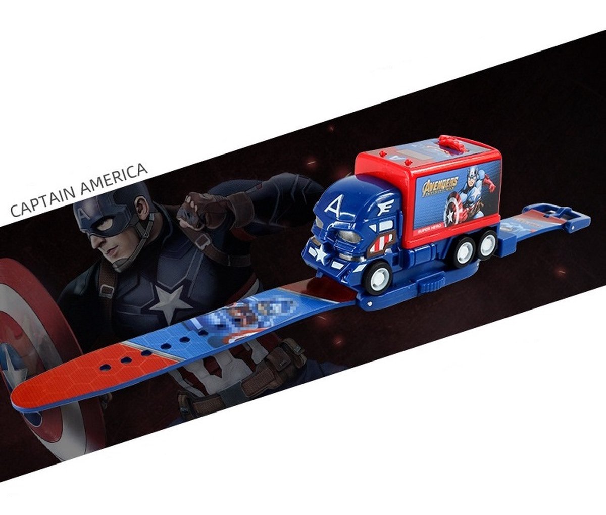 Captain America horloge - Auto - Led - Captain America 3D horloge - Captain America speelgoed horloge - Captain America 3D projector horloge - Kinder horloge
