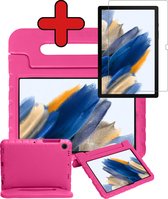 Samsung Tab A8 Hoes Kinder Hoesje Kids Case Met Screenprotector Glas - Samsung Galaxy Tab A8 2021 Hoes Kindvriendelijk (10,5 inch) - Roze