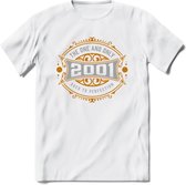 2001 The One And Only T-Shirt | Goud - Zilver | Grappig Verjaardag  En  Feest Cadeau | Dames - Heren | - Wit - 3XL