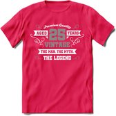 25 Jaar Legend T-Shirt | Zilver - Wit | Grappig Verjaardag en Feest Cadeau | Dames - Heren - Unisex | Kleding Kado | - Roze - XXL