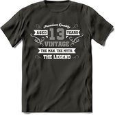 13 Jaar Legend T-Shirt | Zilver - Wit | Grappig Verjaardag en Feest Cadeau | Dames - Heren - Unisex | Kleding Kado | - Donker Grijs - 3XL