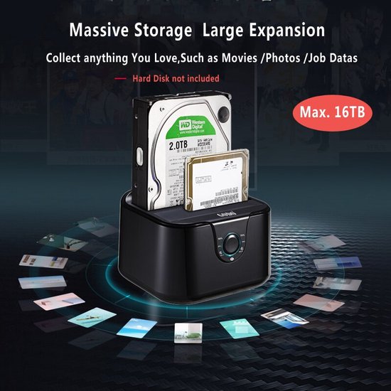 Alxum USB C & USB A dockingstation met harde schijf, twee sleuven type C USB 3.0 naar SATA harde