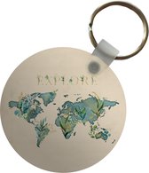 Porte-clés - Wereldkaart - Rétro - Citation - Plastique - Rond