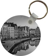Sleutelhanger - België - Zwart - Wit - Reflectie - Plastic - Rond - Uitdeelcadeautjes