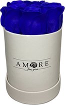 Zeep Rozen Flowerbox Small - Luxe Blauwe Zeep Roos In Witte Designer Giftbox - Valentijn