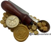 SET Smeltlepel & Stempel voor het maken van Waxzegels & lakzegels - Vlinder - Incl. 20 waxzegels goud