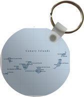 Sleutelhanger - Een overzichtelijke illustratie van de Canarische eilanden - Plastic - Rond - Uitdeelcadeautjes