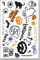 Tattoo happy halloween - plaktattoo - tijdelijke tattoo - 19 cm x 12 cm (L x B)