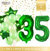 Cijfer Ballon 35 Jaar Groen Forrest Green Boeket * Hoera 35 Jaar Verjaardag Decoratie Set van 15 Ballonnen * 80 cm Verjaardag Nummer Ballon * Snoes * Verjaardag Versiering * Kinder