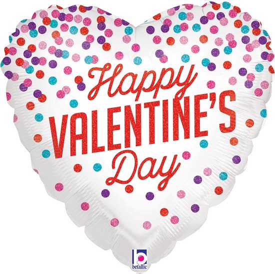 Folieballon hart “Happy Valentines Day” Glittering