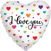Oaktree - Folieballon hart I Love You Colourful hearts